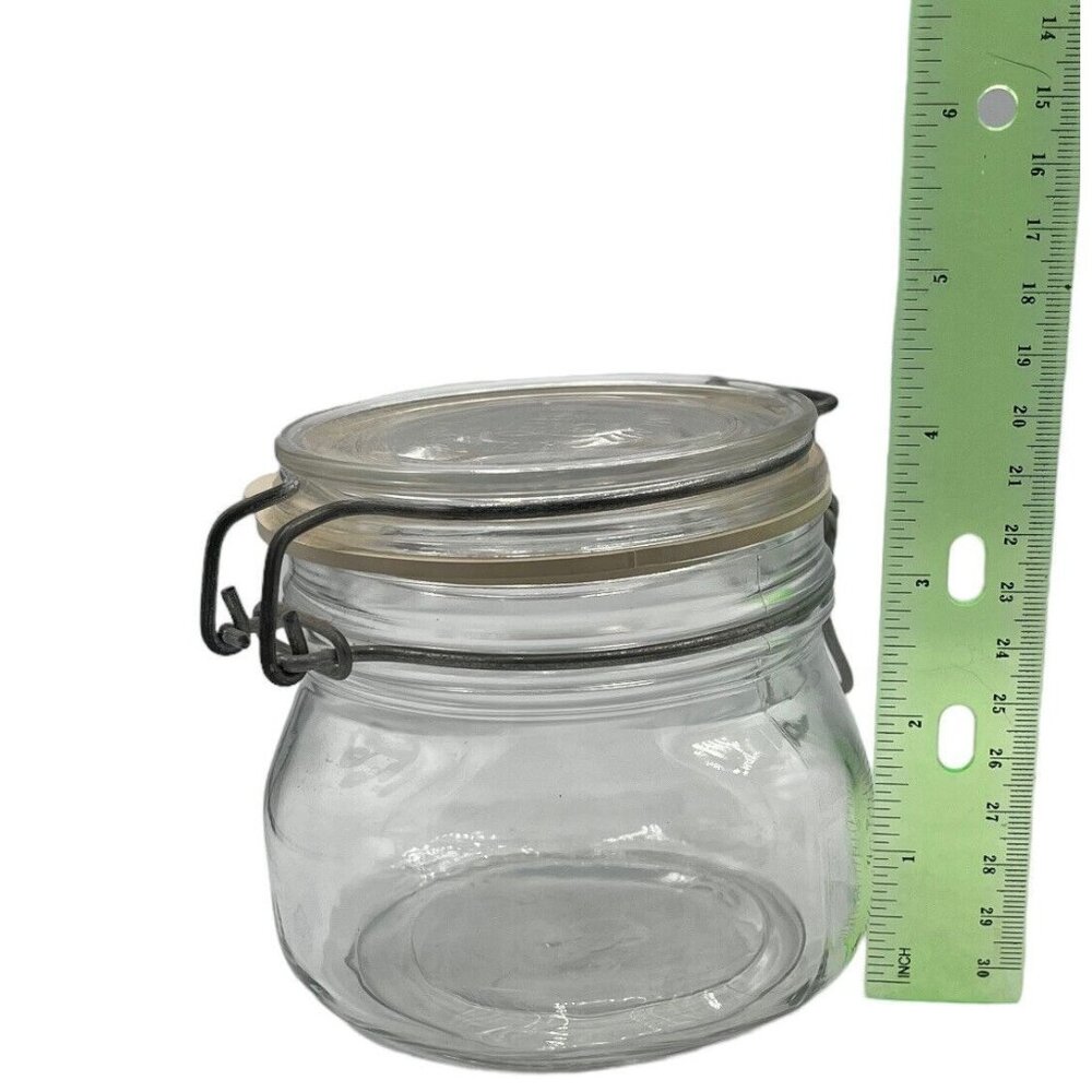 Italy Fidenza Fido Clear Glass Canister Jar Rubber Seal Wire Bale 1/2 L Vintage - Picture 8 of 8